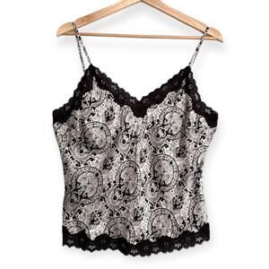 INC International Concepts 100% Silk Floral Lace Trimmed Camisole Women's 8P